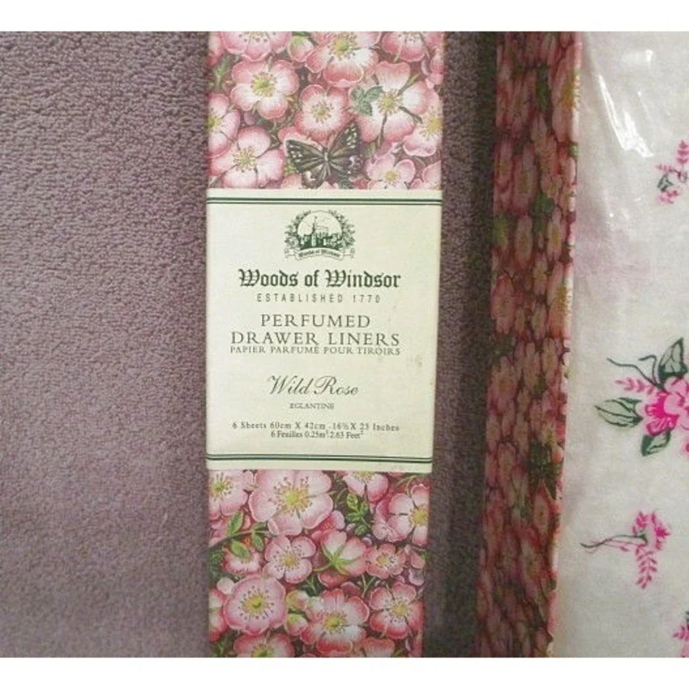 Woods Of Windsor Wild Rose Scented Drawer Liners 6 Sheets Grannycore Cottagecore